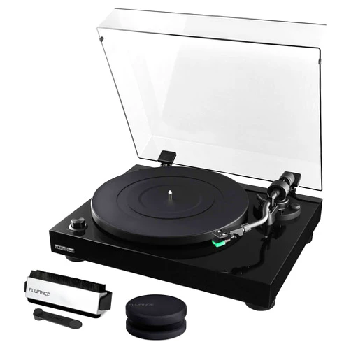 Fluance RT81 Elite High Fidelity Vinyl Turntable Record Player Featuring Audio Technica AT95E, Belt Drive, Built-in Preamp with Record Weight and 3 in 1 Stylus and Record Cleaning Vinyl Accessory Kit