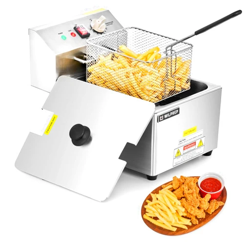 Wilprep 1600W Electric Deep Fryer, 10 lb. Commercial Deep Fryer with Removable Oil Tank Basket & Adjustable Temp., Stainless Steel Electric Countertop Fryer with ETL & ETL Sanitation Certifications