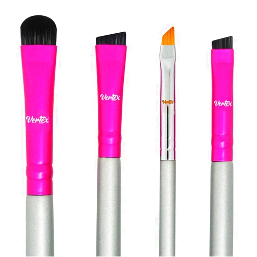 Vertex Eyebrow Brush Kit Thin Angled - Eye Brow Concealer Contour Brush to Shape and Conceal Eyes Duo Spoolie Brushes Firm Bristles Definer for Filling Pomade Gel | Defining Arches Winged Eyeliner Stencil