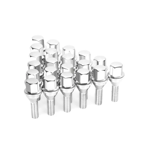 SUCOSO M12x1.25 Stock Wheel Lug Bolt, 20Pcs Solid ET Chrome Studs - 19mm Hex, 28mm Shank Compatible with Select Jeep Cherokee/Renegade/Compass etc, Replacement OE 53182366 6511051AA