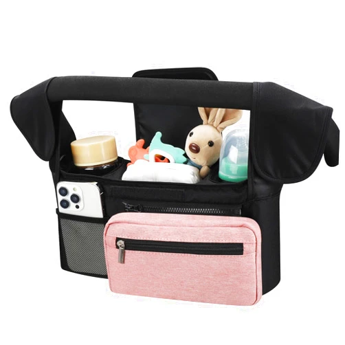 Accmor Universal Stroller Organizer with Insulated Cup Holder Detachable Phone Bag and Shoulder Strap,Stroller Bag Caddy Organizer Accessories Fits for Uppababy, Baby Jogger, Britax Strollers
