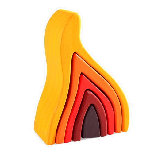 MERRYHEART Wooden Rainbow Stacking Toy, Fire Elements Wooden Stacker, Various Shapes Nesting Stacking Blocks, Waldorf & Montessori Open-Ended Education Toy for Kids/Toddlers