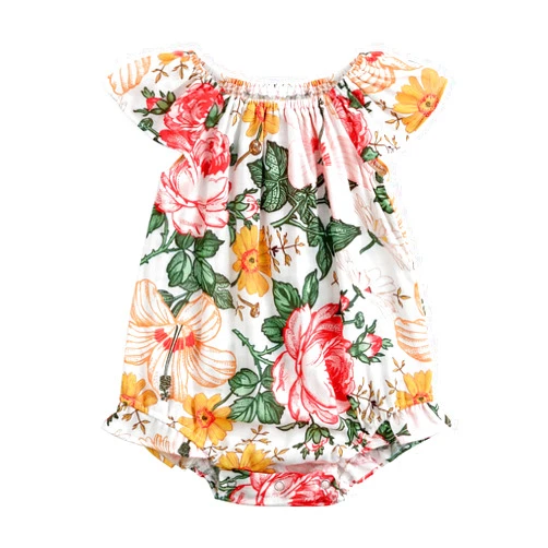 Simplee kids Baby Girls Summer Romper Onesie Infant Newborn Floral Ruffled Sleeveless Bodysuit