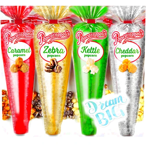 Generic Popcornopolis Gourmet Popcorn – Premium Pack of 4 Popcorn Mini Cones & Exclusive Inspirational Sticker! Small Storage Space Friendly & Great Stocking Stuffers!