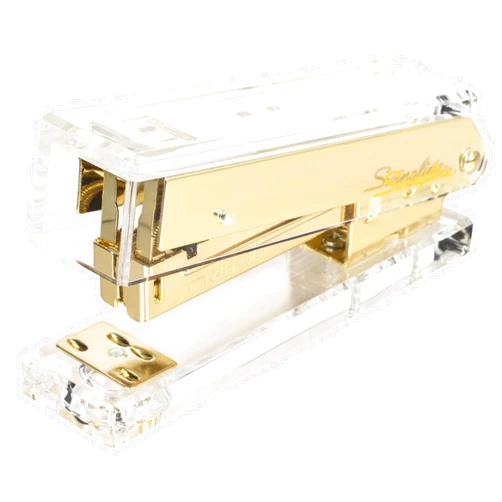 Swingline Compact Clear Acrylic Gold Stapler, 20 Sheet Capacity, Half Strip, Transparent Desk Stapler (S700000A)