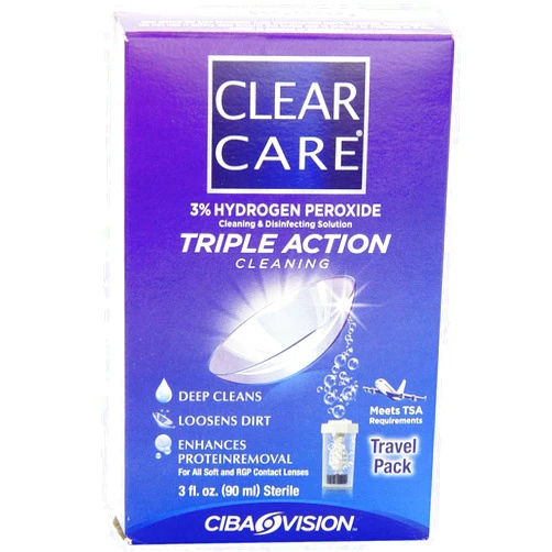 Clear Care Contact Lens Cleaning Disinfecting Solution Travel Pack - 3oz, Pack of 2