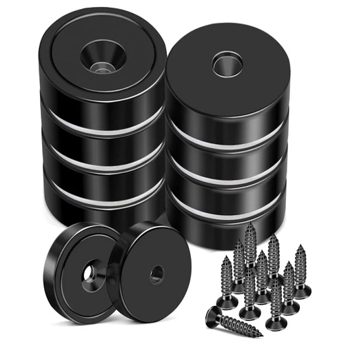 MIKEDE Magnets with Hole, 70LB Strong Rare Earth Magnets, Black Cup Magnets Neodymium with Countersunk Hole Steel Capsule, Powerful Pot Magnets with Screws-10 Pack Visit The MIKEDE Store