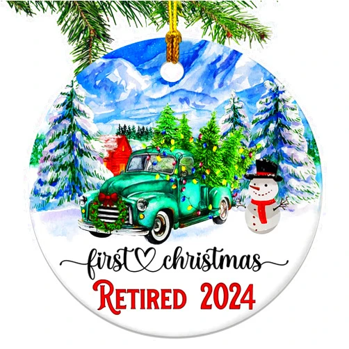 JUNQIU US JUNQIU Retirement Ornament 2024, Best Retirement Gift for Woman or Men - Retired Gifts for Women Mom Nurses Teacher, Retirement Decorations - First Christmas Retired Ornament 2024