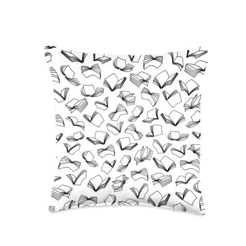 Grandio Design Library Book Lover Bookworm Lover Minimalist Books Flock Pattern White Throw Pillow, 16x16, Multicolor