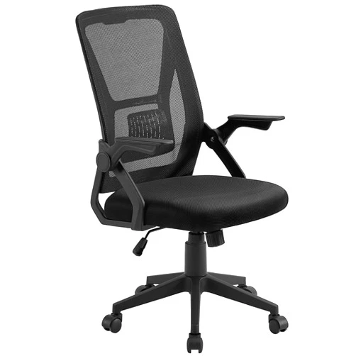 VECELO Mid-Back Swivel Ergonomic Office Chair with Adjustable Arms, Mesh Lumbar Support for Computer Task Work, Jet Black