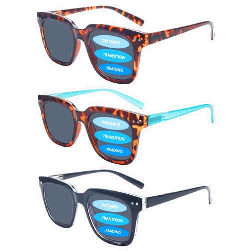 COJWIS 3-Pack Progressive Multifocus Reading Sunglasses for Women Men UV Protection Trifocal Sun Readers with Spring Hinge (3 MIX, 1.00, multiplier_x)