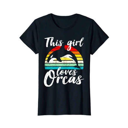 Vintage Retro Orca Sunset apparel Vintage Retro Orca Sunset Fun Killer Whale Gift For Fans T-Shirt