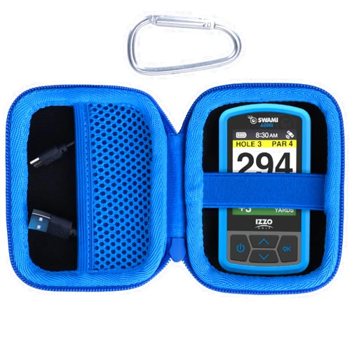 Lebakort Hard Case Compatible with Izzo Swami 6000 Handheld Golf GPS (Black + Blue Case)