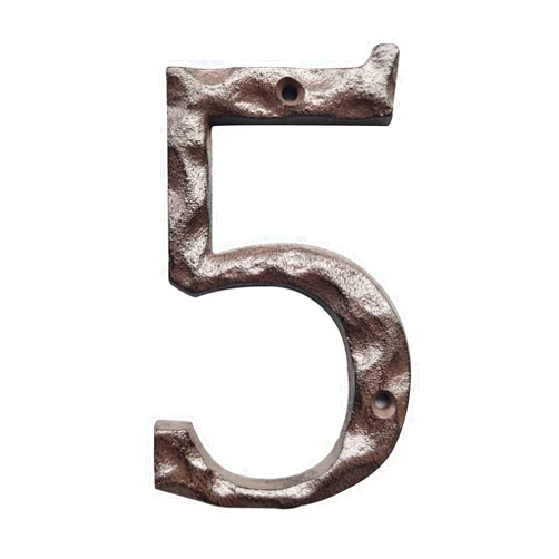 BetLight Cast Iron House Numbers-5 Inch Rustic Address Number- Solid & Heavy Duty/Easy Install with Matching Screws-Number 5