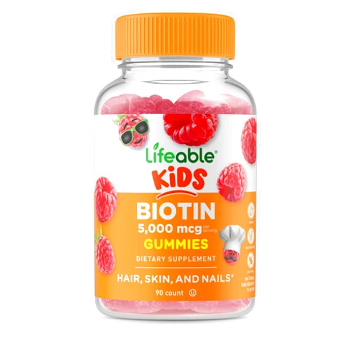 Lifeable Kids Biotin Gummies | 5,000mcg | Great Tasting Natural Flavor Biotin Supplement | Vegan Non GMO Hair Gummies | for Hair Skin and Nails | 90 Gummies