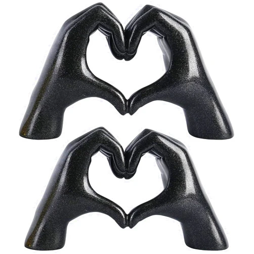 IRCHA Hand Gesture Statues Love Heart Shape Finger Gesture Sculpture Decor Modern Art Sculpture Personalized Couple Statue Resin Living Room Ornament Wedding Ornament,Black+Black,25cm*15cm