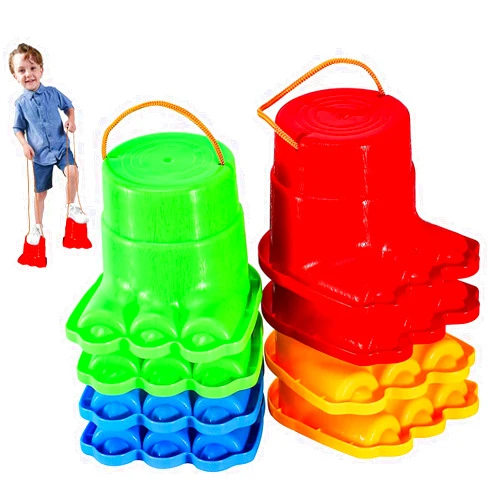 IROO Balancing Stilts for Kids, 4 Pairs Walking Monster Feet for Balance and Coordination, Toys for Girls & Boys Age 4-10 Years Old Indoor or Outdoor Play (8 Total)