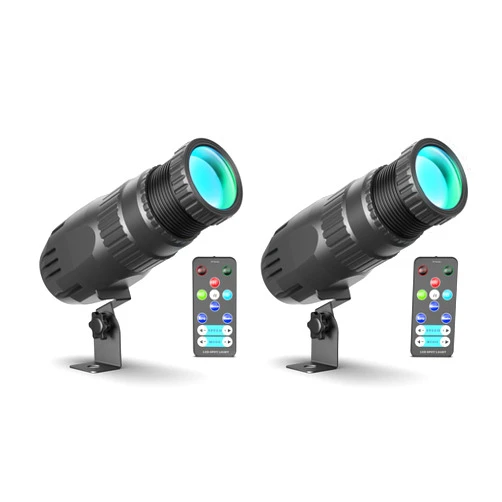 Queenfavor 2PC 10W RGBW 4 in 1 Mini Pinspot Light Remote Control Spotlight Super Bright Beam Pin Spot Light Disco Ball Light Jump Gradual Breathe Modes for Disco Party Bar Club Show Wedding Children's Theater