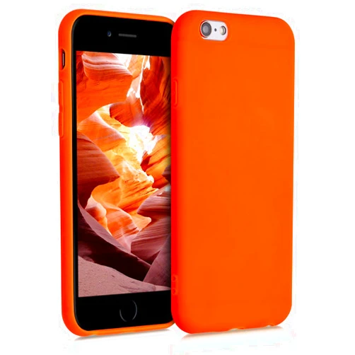 kwmobile Case Compatible with Apple iPhone 6 / 6S Case - Soft Slim Protective TPU Silicone Cover - Neon Orange
