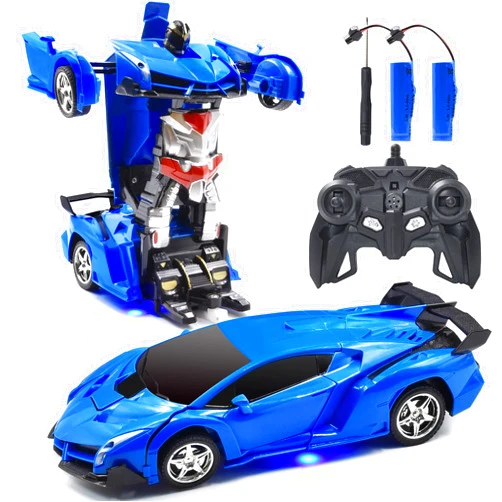 Jeestam RC Car Robot for Kids Transformation Car Toy, Remote Control Deformation Vehicle Model with One Button Transform 360°Rotating Drifting 1:18 Scale, Best for Boys and Girls (Blue)
