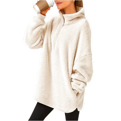 ANRABESS Women's Zip Up Sweatshirt Sherpa Fuzzy Fleece Hoodies Cozy Pullover Soft Sweaters Tops 2024 Fall Trendy Clothes