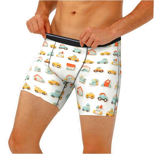 Novastar Mens Extended Length Boxer Briefs - Cute Cartoon Car House Mens Underwear Boxer Briefs With Elastic Band