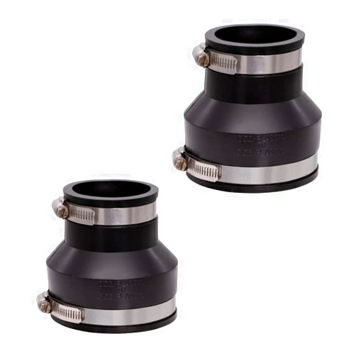 Fernco 1056-32 3-in. x 2-in. Flexible PVC Reducing Pipe Coupling for Cast Iron and Plastic Plumbing Connections, 2-Pack