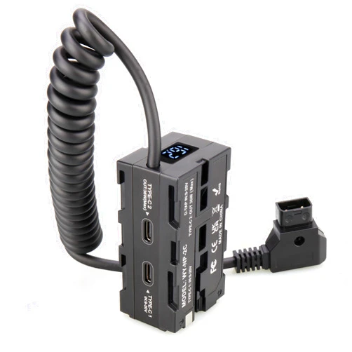 KOERTACOO D-tap to NP-F550/970 Series Double-Sided Dummy Battery + Voltage Display and Type-C(USB-C) Input/Output for Atomos Ninja/Shinobi Monitors,for DJI SDR Video Transmitter,LED Lights, etc.