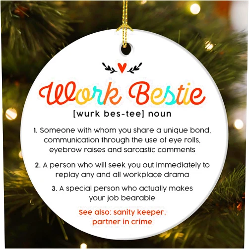 REXXNOX Work Besties Gifts For Women 2025 - Funny Coworker Ornament, Favorite Coworker Gifts For Work Besties, Workmate, Colleagues, Boss, Managers - Office Christmas Tree Decoration Ceramic Ornaments