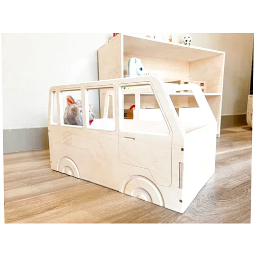 Bush Acres ARLO- Wagon Bus Organizer - Toddler Storage - Micro Bus Wooden Furniture – Playroom Storage - Pet storage