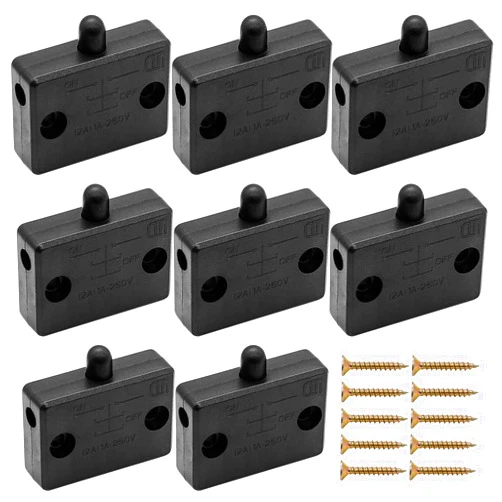 BokWin 8 Pack Cabinet Light Switch Pantry Light Switch Closet Door Switch for Wardrobe Cabinet Closet Drawer Pantry Applicable to 12V 24V 110V(Black)