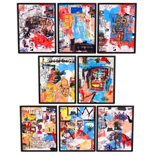 AKBOK 8 PCS Inspired Art Prints in the Style of Basquiat Aesthetic Inspired Posters Wall Decor Print Poster for Home Living Room 8 * 10 Inch Unframe