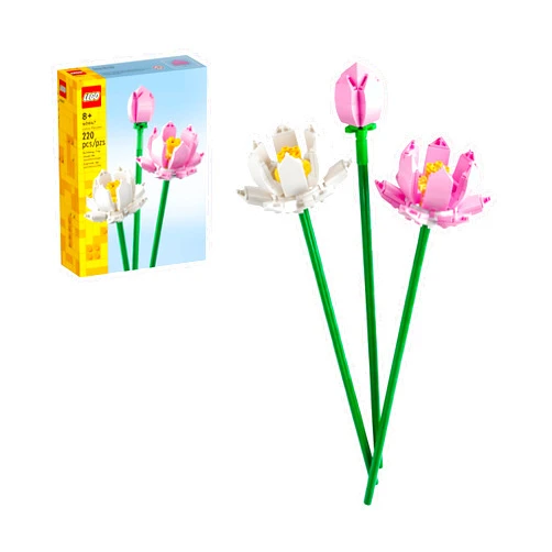 LEGO Lotus Flowers Building Kit, Artificial Flowers for Decoration, Idea, Aesthetic Room Décor for Kids, Building Toy for Girls and Boys Ages 8 and Up, 40647