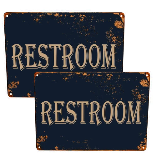 WOSTOD Restroom Vintage Metal Sign Bathroom Door Signs for Offices Businesses Restaurants 8X12 Inch (2 Pack)