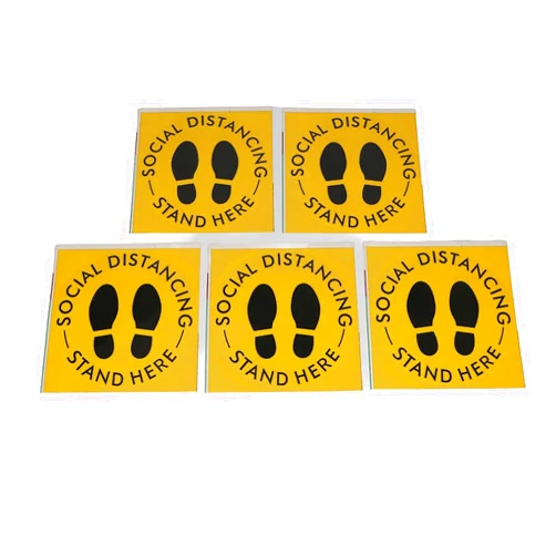 WIHFHGZ Social Distancing Floor Sticker Decal, 5PCS Yellow Distance Marker Signs, 11 Inch Diameter - Bright Colors for Easy Visibility, Removable Adhesive, Ideal for Schools and Public (Yellow)