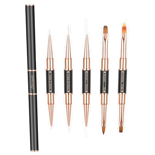 Etercycle Double-Ended Acrylic Nail Art Brushes Set, Gel Polish Nail Art Design Pen Painting Tools Nail Art Liner Brush and Nail Dotting Pen for Acrylic Application Salon at Home DIY Manicure