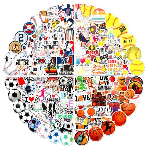 Hebraeos 200PCS Sports Stickers for Water Bottles, Waterproof Vinyl Stickers, Party and Holiday Gifts for Kids, Teens, Adults, Boys, Girls