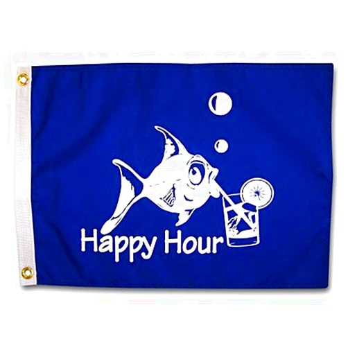 YukaBa Happy Hour Fish Royal Blue Outdoor Garden Flag 100D12X18in