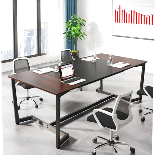 Tribesigns 6FT Conference Table, 70.8L x 31.5W inch Meeting Table for Office Conference Room, Modern Rectangular Seminar Training Table, Metal Frame, Rustic Brown/Black