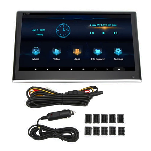 Qiilu Multifunction Car TV Headrest Monitor Tablet Touch Screen Support 13.3in Car Headrest Monitor 2G 32G Rear Seat Entertainment System Bluetooth Stereo for Android 9.0