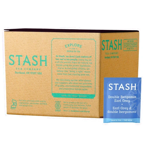 Stash Tea Double Bergamot Earl Grey Black Tea, Box of 100 Tea Bags