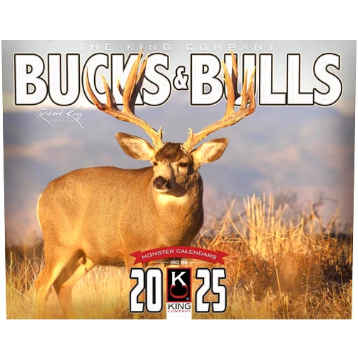 The KING Company 2025 Monster Bucks & Bulls Signature Series Wall Calendar 16-Month X-Large Size 14x22, Best Whitetail Deer | Mule Deer Buck | Elk Calendar by The KING Company-Monster Calendars