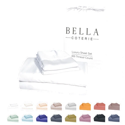 BC BELLA COTERIE Bella Coterie Luxury Queen Bamboo Sheet Set | Organically Grown | Ultra Soft | Cooling for Hot Sleepers | 18