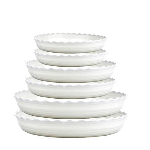 HAZKO YUANAIYI 6 Packs Wave Plant Saucer - Plastic Flower Pot Drip Trays/Durable Heavy Duty White Plant Tray for Indoor and Out Door Plant(6/8/10 inch)