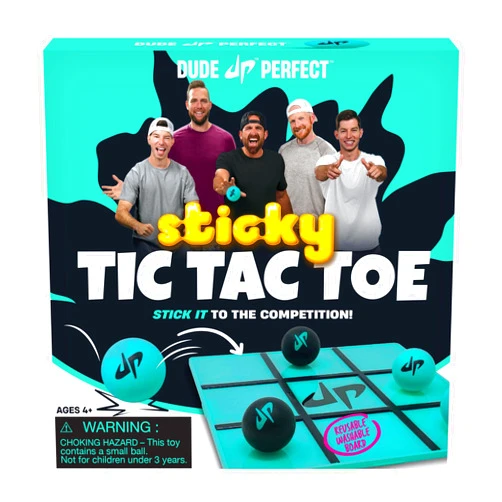Dude Perfect Sticky Tic Tac Toe, Kids Tabletop Activity, for Family Game Night, Perfect for a Gift and Parties, 2 Players, Ages 4+