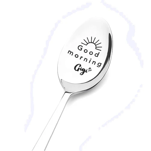 Sudaporn Grandma Birthday Gifts for Gigi Grandma from Grandchildren Grandkids Good Morning Gigi Spoon for Nanny Granny Christmas Gift Engraved Coffee Spoon for Grandmother Retirement Gifts for Gigi Nana
