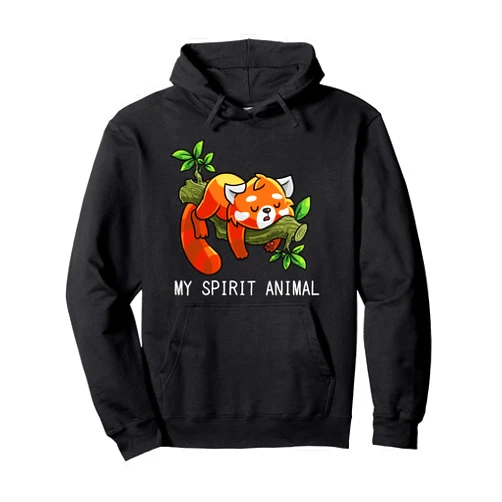 Red Panda Spirit Animal Gifts Red Panda Lazy Spirit Animal Pullover Hoodie