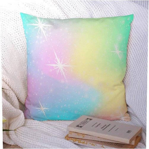 Staronov Decorative Throw Pillow Case Kawaii Texture Baby Blue Unicorn Style White Galaxy Rainbow Mermaid Pattern Universe Purple Oil Soft Polyester Cushion Cover for Couch Living Room Car 20x20 Inch
