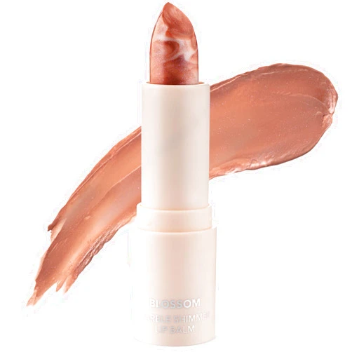 Blossom Marble Shimmer Lip Balm Moisturizing Lipstick with Shea Butter, Jojoba, Olive Oil, 0.12oz/3.5g, Desert Sand