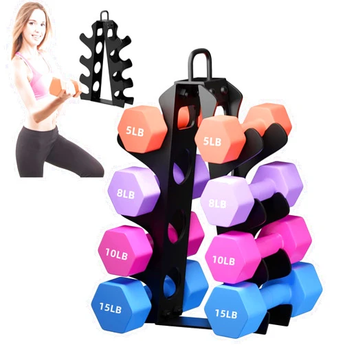 Bupans Weight Rack for Dumbbells, 4 Tiers A-Frame Dumbbell Rack Stand Only, Alloy Steel Dumbbells Storage Rack with Handle for Home Gyms Workout (Dumbbells not include)